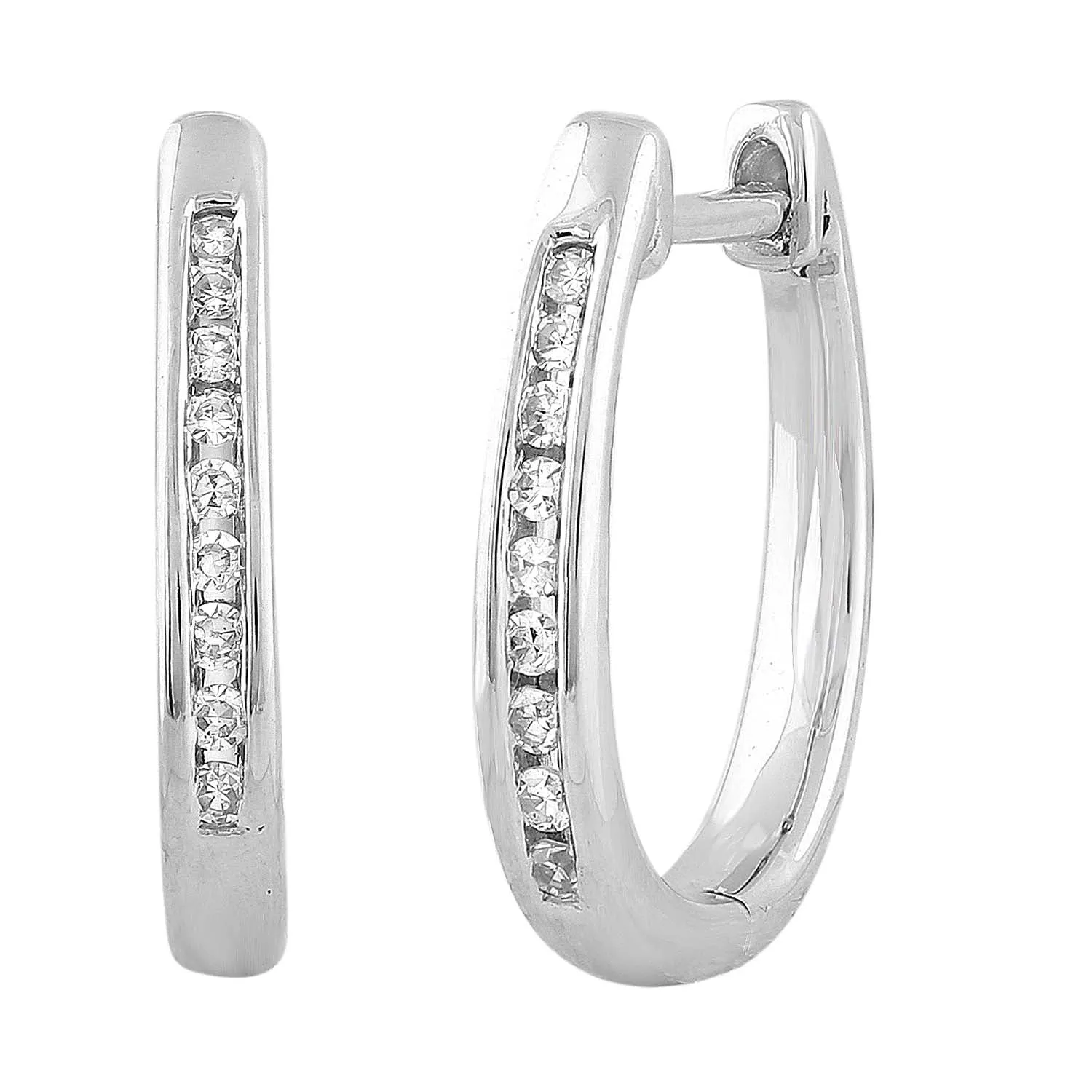 0.08ct Diamond Huggie Earrings In 9Ct White Gold