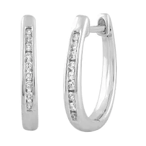 0.08ct Diamond Huggie Earrings In 9Ct White Gold