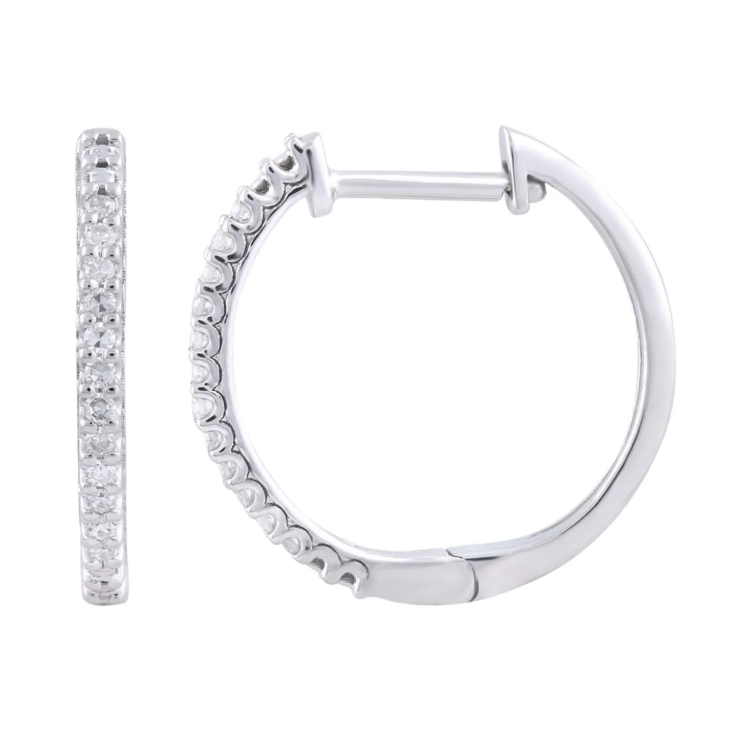 0.10ct Diamond Hoop Earrings In 9Ct White Gold