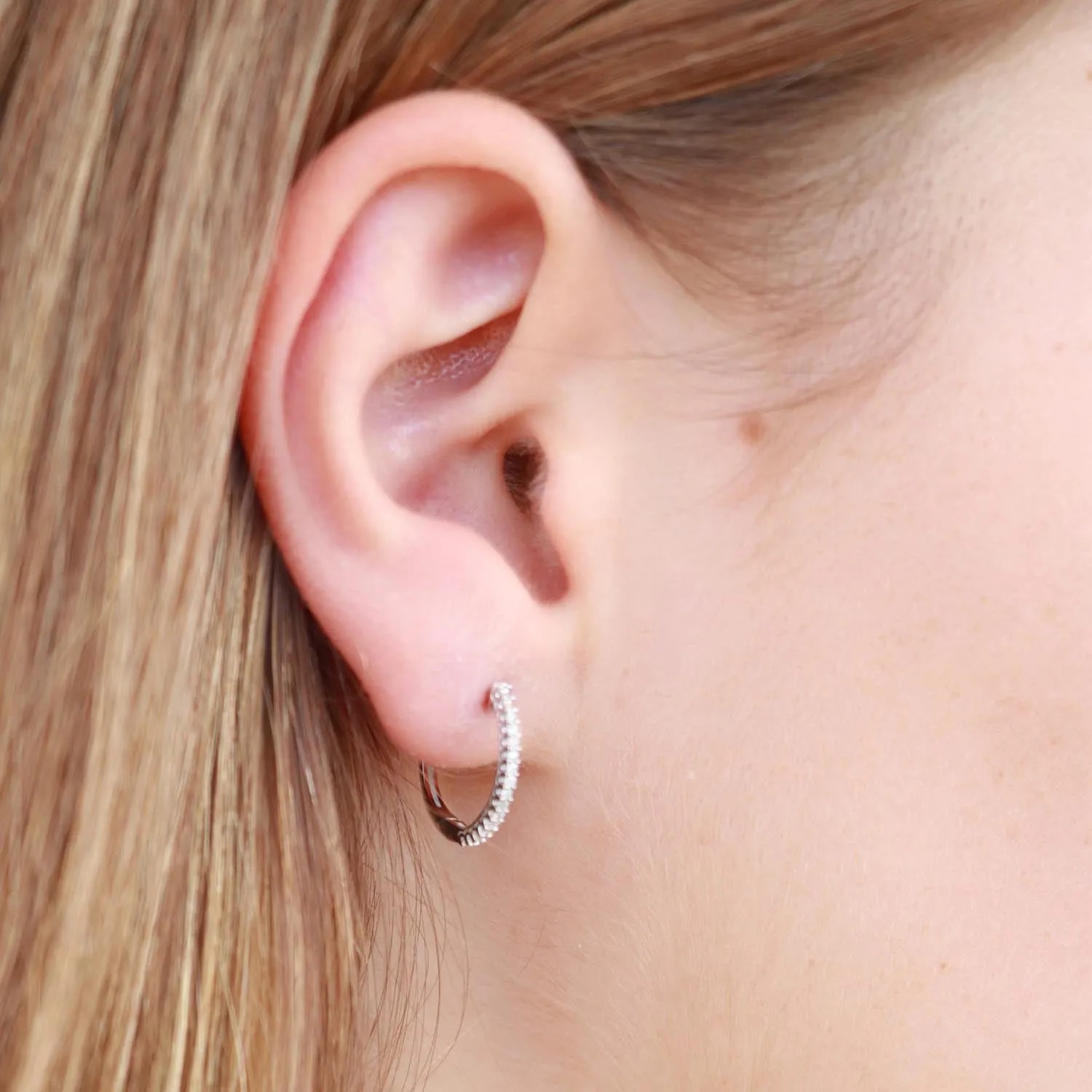 0.10ct Diamond Hoop Earrings In 9Ct White Gold