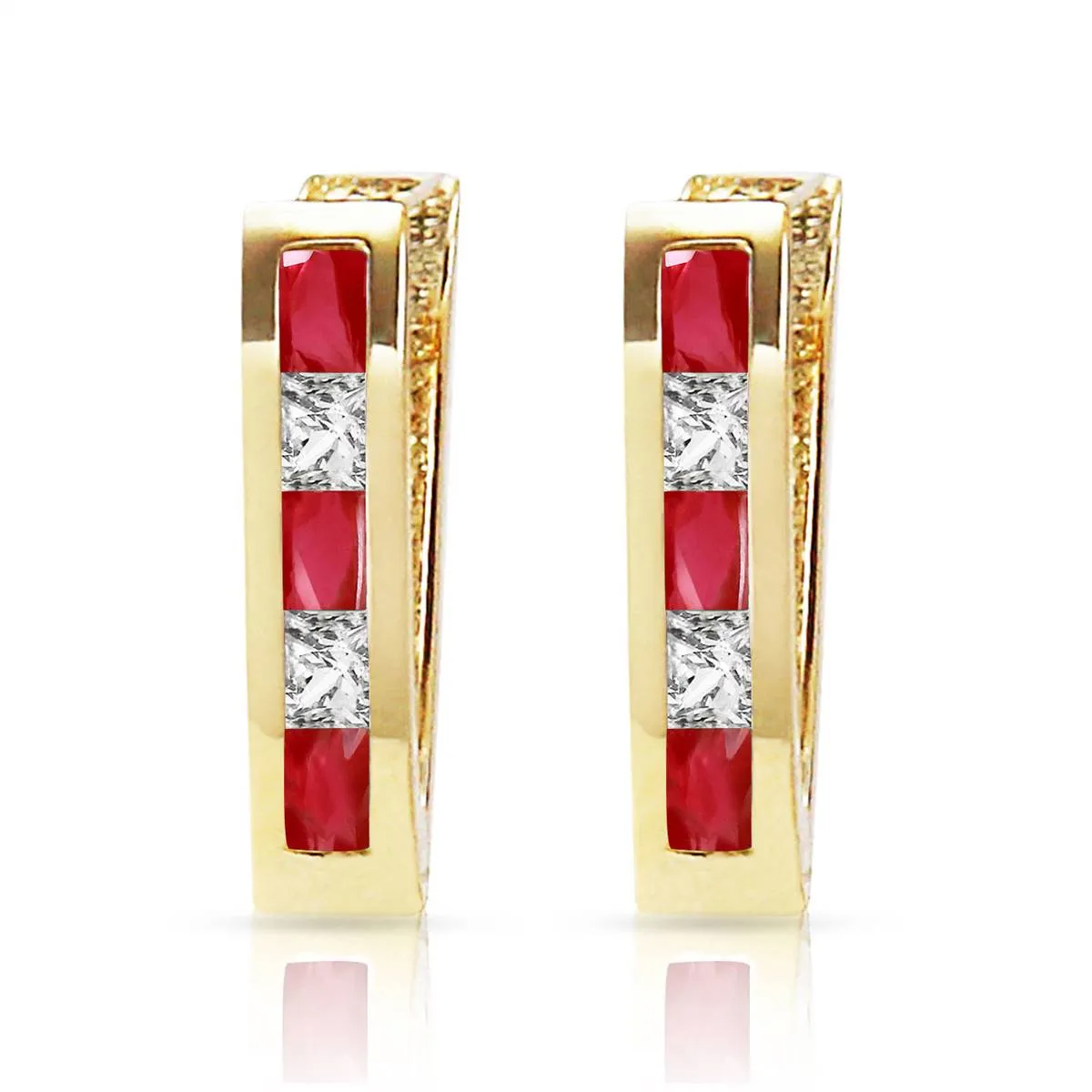 1.26 Carat 14K Solid Yellow Gold Gia Ruby White Topaz Earrings