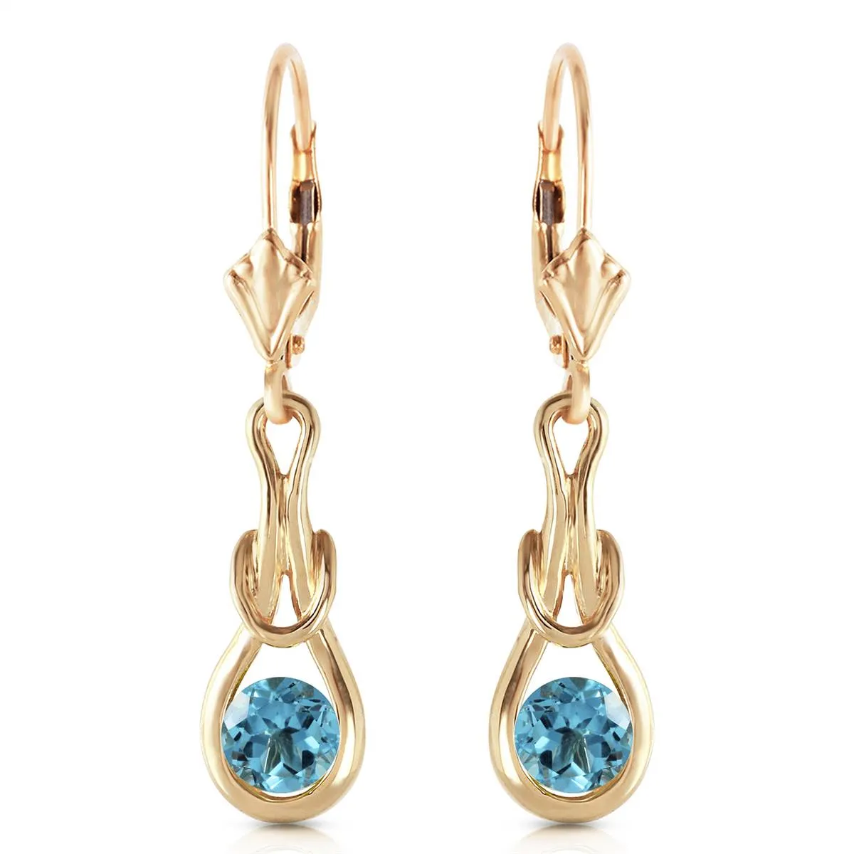 1.3 Carat 14K Solid Yellow Gold Elysian Blue Topaz Earrings