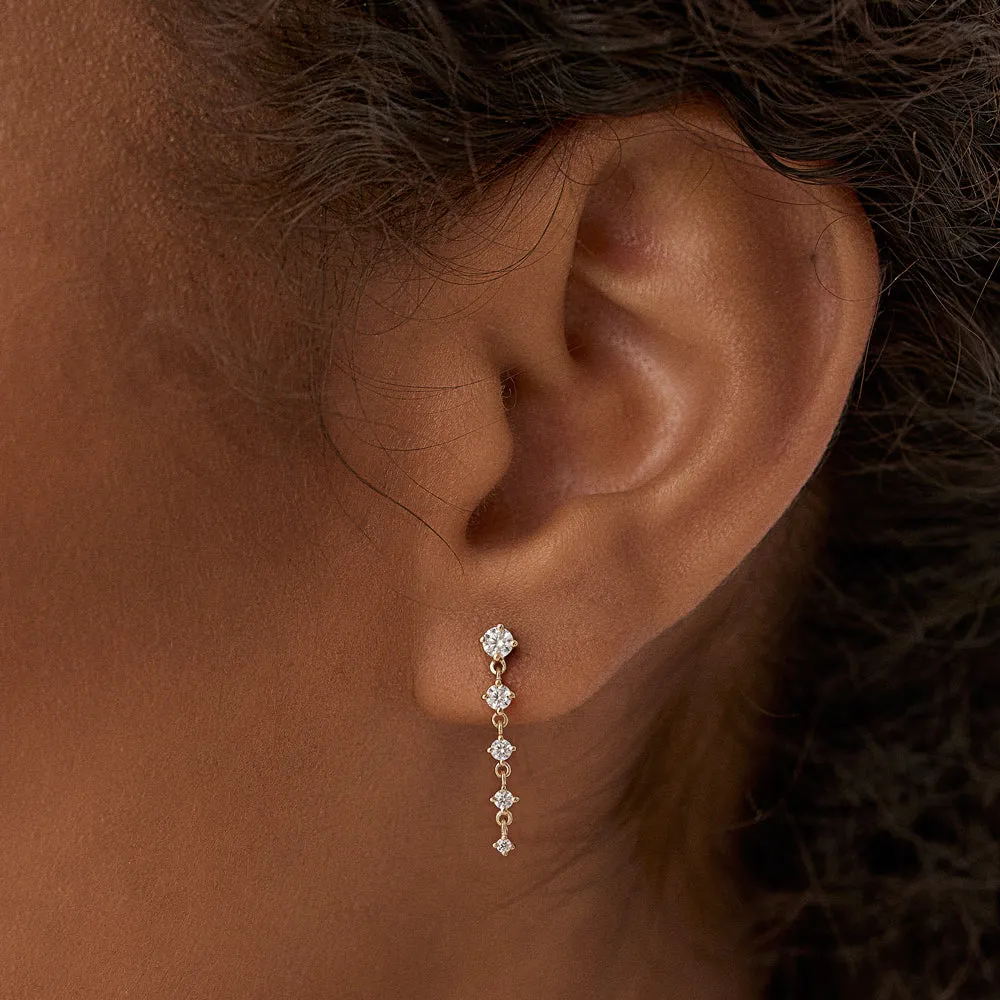14k Dangling 4 Prong Diamond Drop Earrings