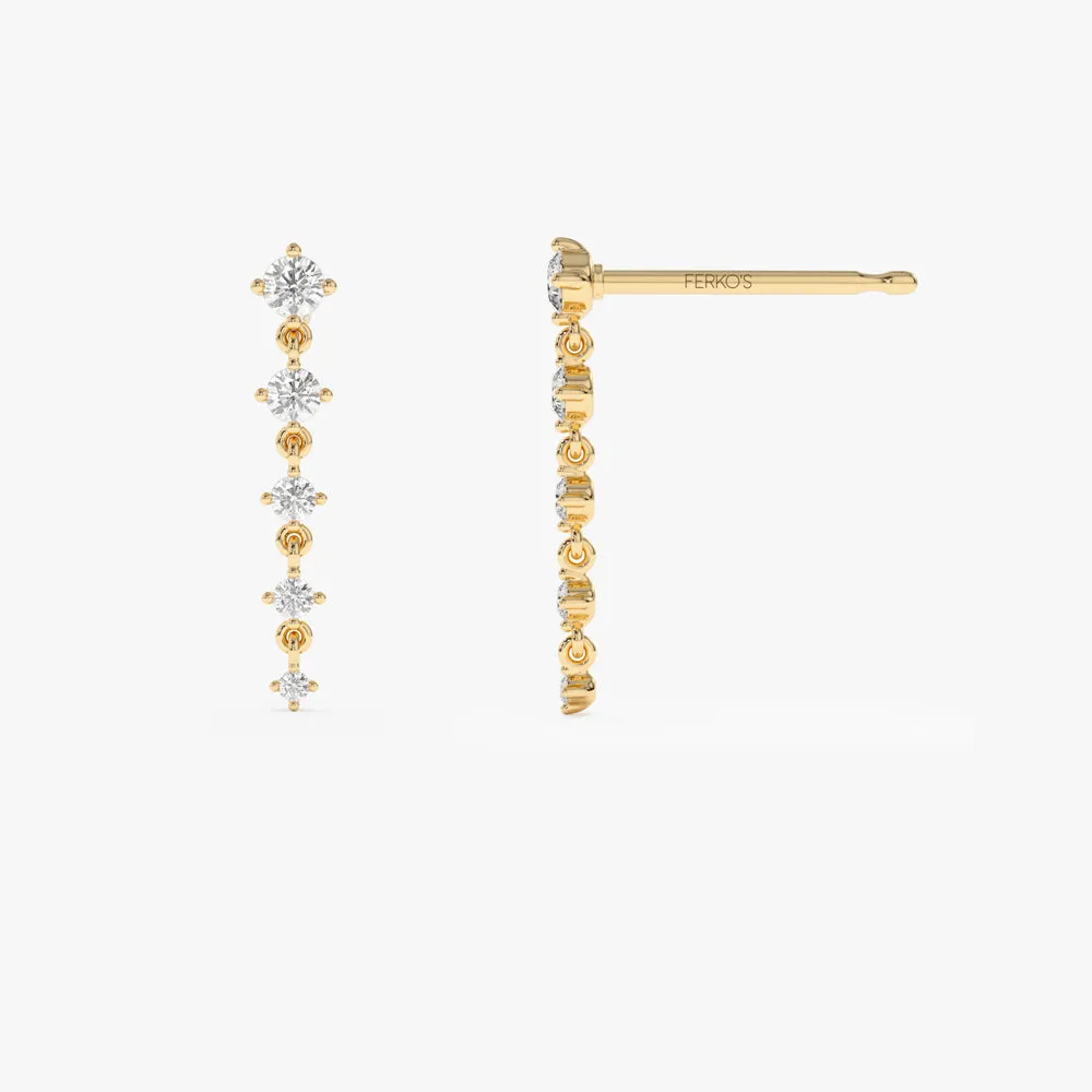 14k Dangling 4 Prong Diamond Drop Earrings