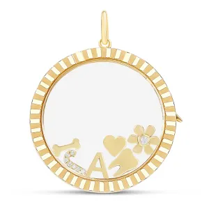 14k Gold Fluted Charm Locket