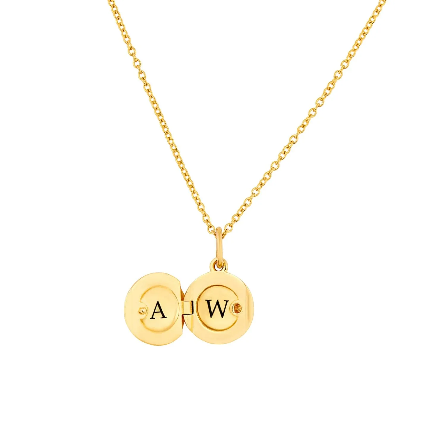 14k Gold Round Mini Locket Necklace