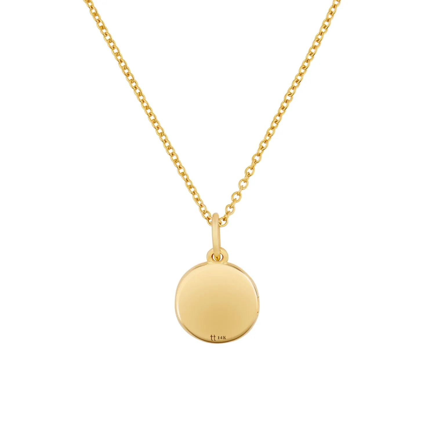 14k Gold Round Mini Locket Necklace