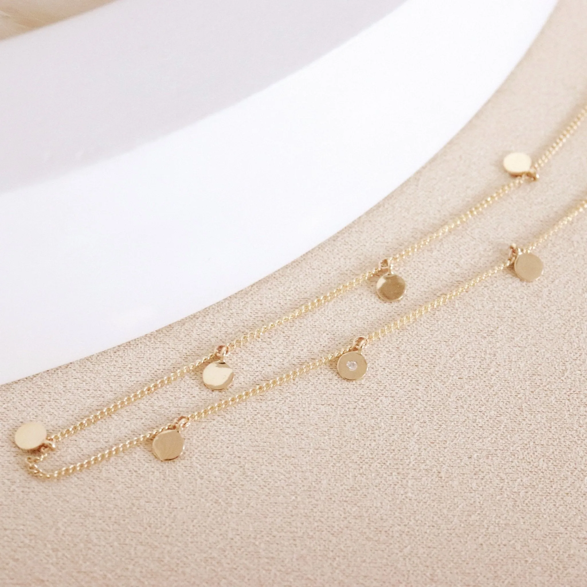 14K SOLID GOLD - DAINTY POISE DISK NECKLACE