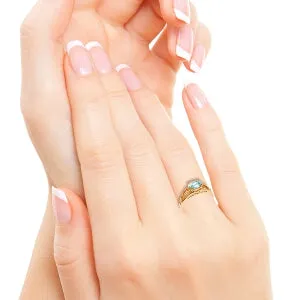 14K Solid Rose Gold Filigree Ring w/ Natural Aquamarine