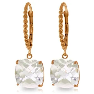 14K Solid Rose Gold Leverback Earrings Natural Rose Topaz Jewelry