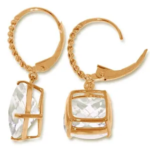 14K Solid Rose Gold Leverback Earrings Natural Rose Topaz Jewelry