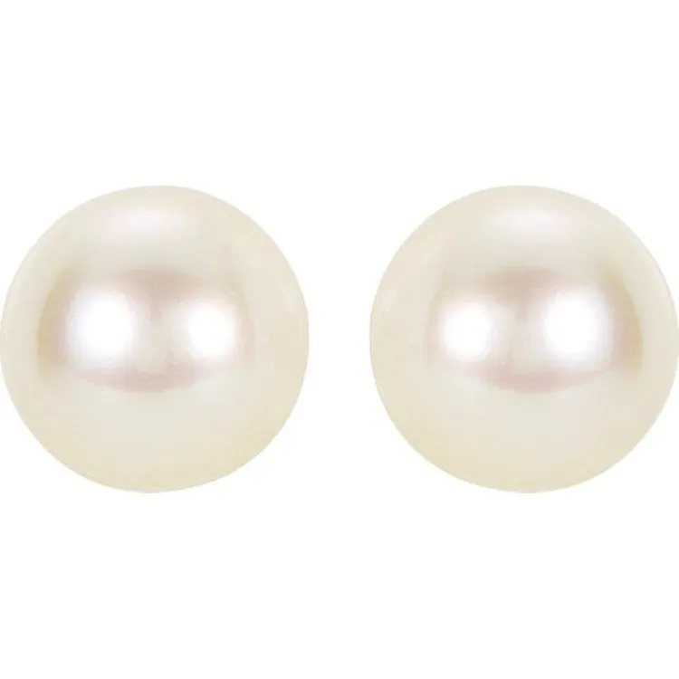 14K White 8 mm Cultured White Akoya Pearl Earrings