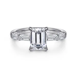 14K White Gold Emerald Cut Diamond Engagement Ring