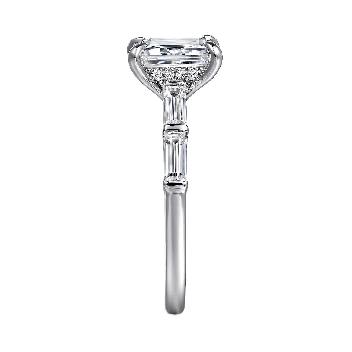14K White Gold Emerald Cut Diamond Engagement Ring