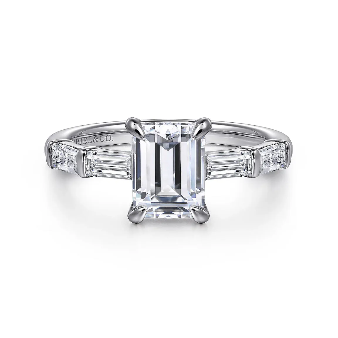 14K White Gold Emerald Cut Diamond Engagement Ring