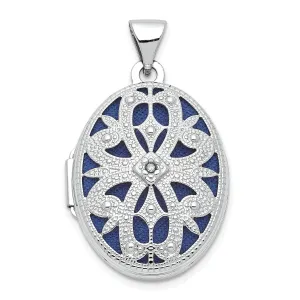 14K White Gold Oval With Diamond Vintage Locket