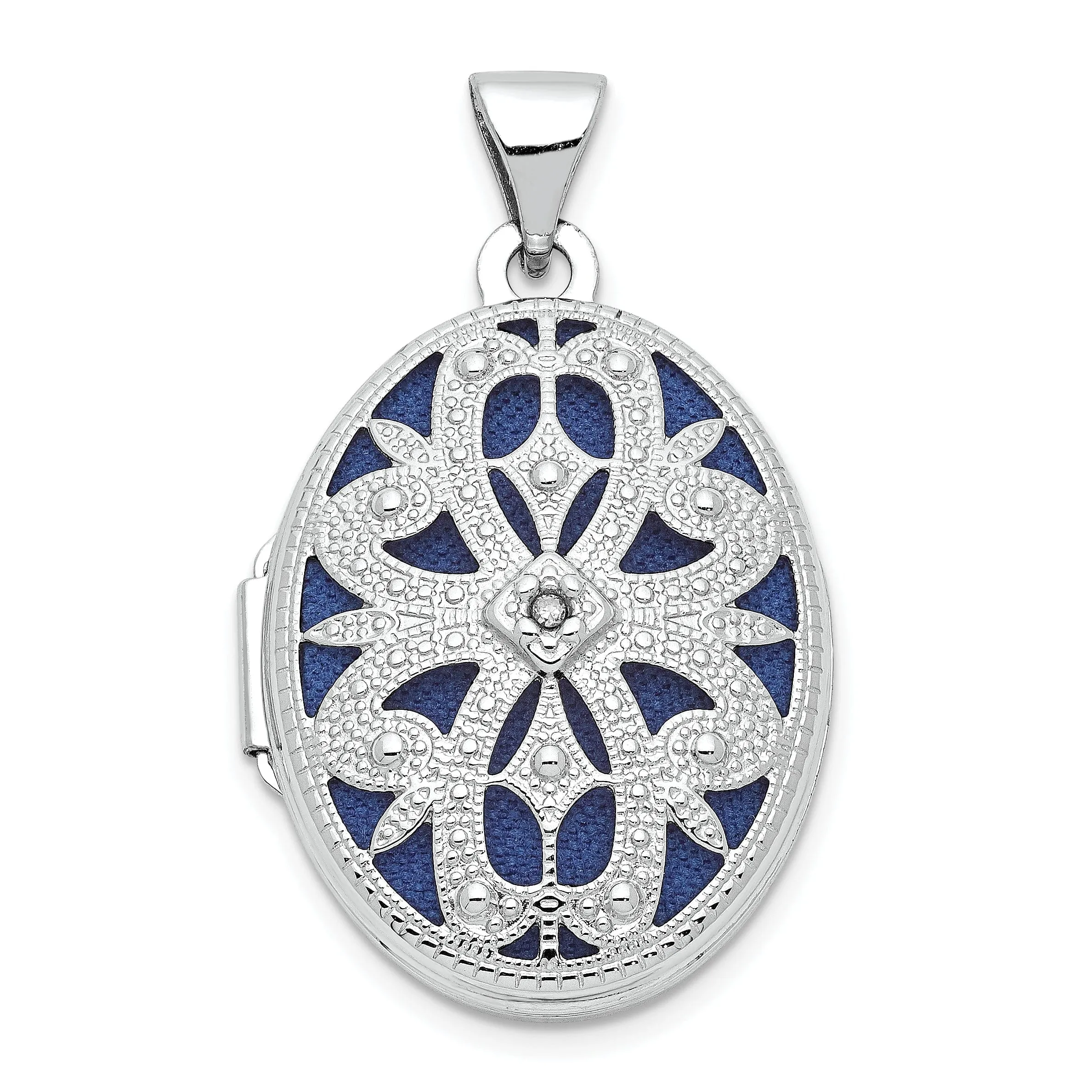 14K White Gold Oval With Diamond Vintage Locket