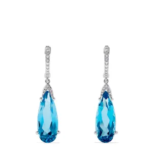14K White Gold Topaz and Diamond Earrings, 18.21 TCW