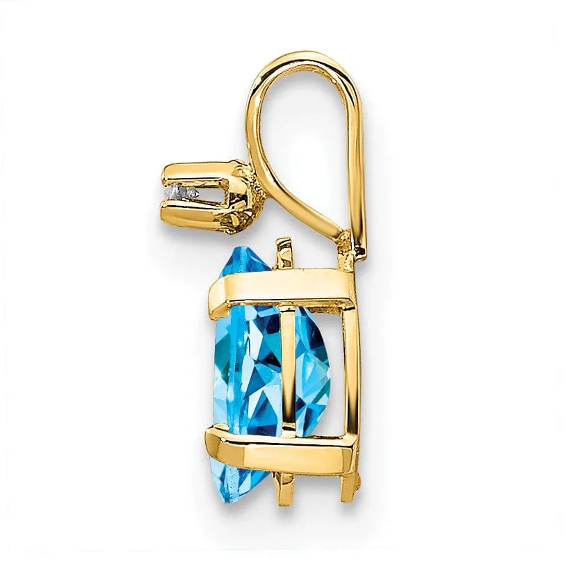 14k Yellow Gold Blue Topaz Birthstone Pendant