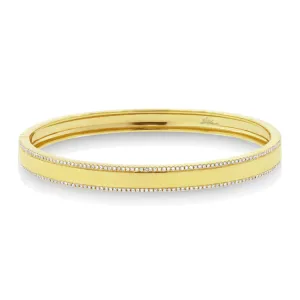 14K Yellow Gold Diamond Double Row Bangle