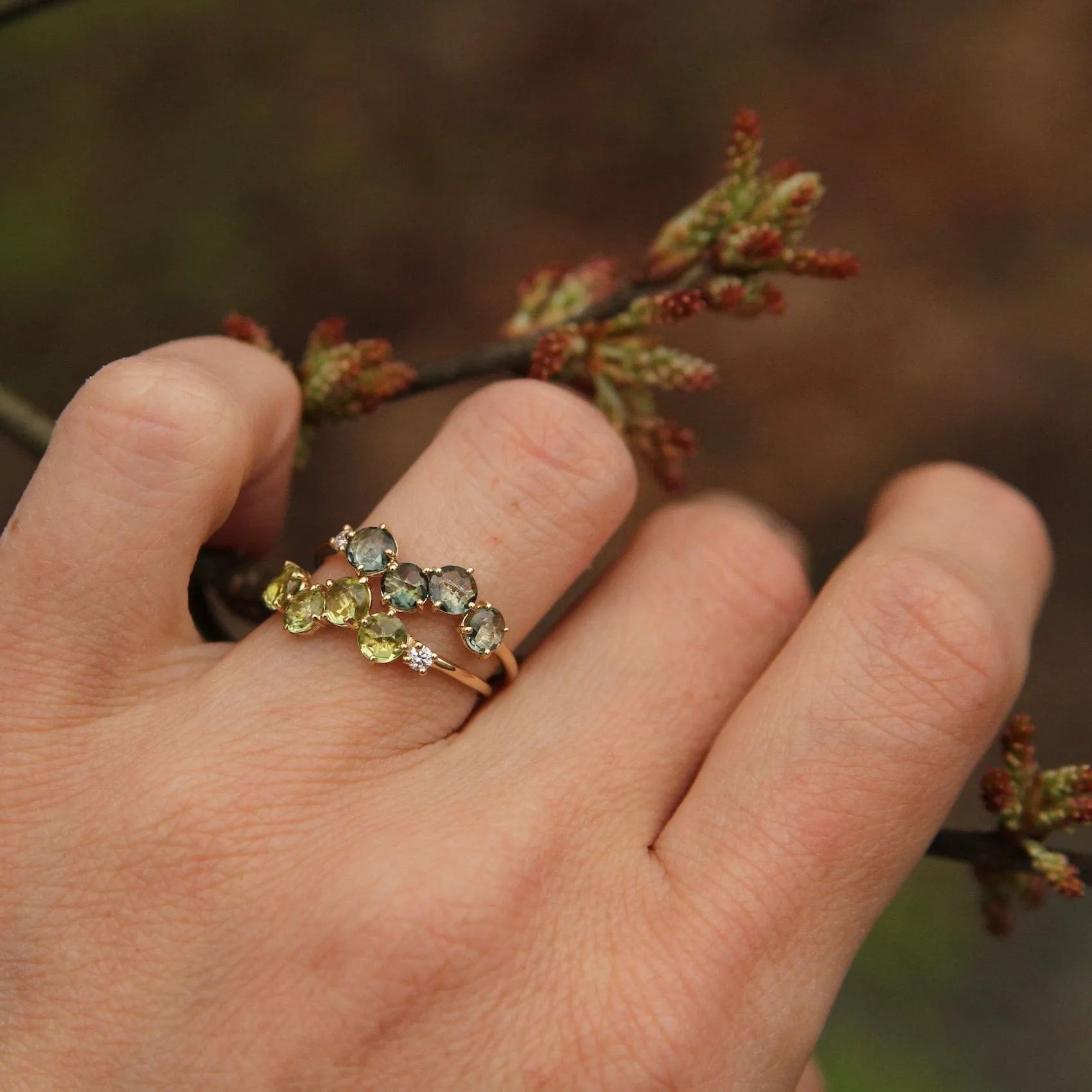 14k Yellow Gold Round Peridot Ring