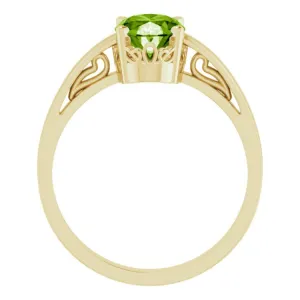 14K Yellow Natural Peridot Solitaire Ring