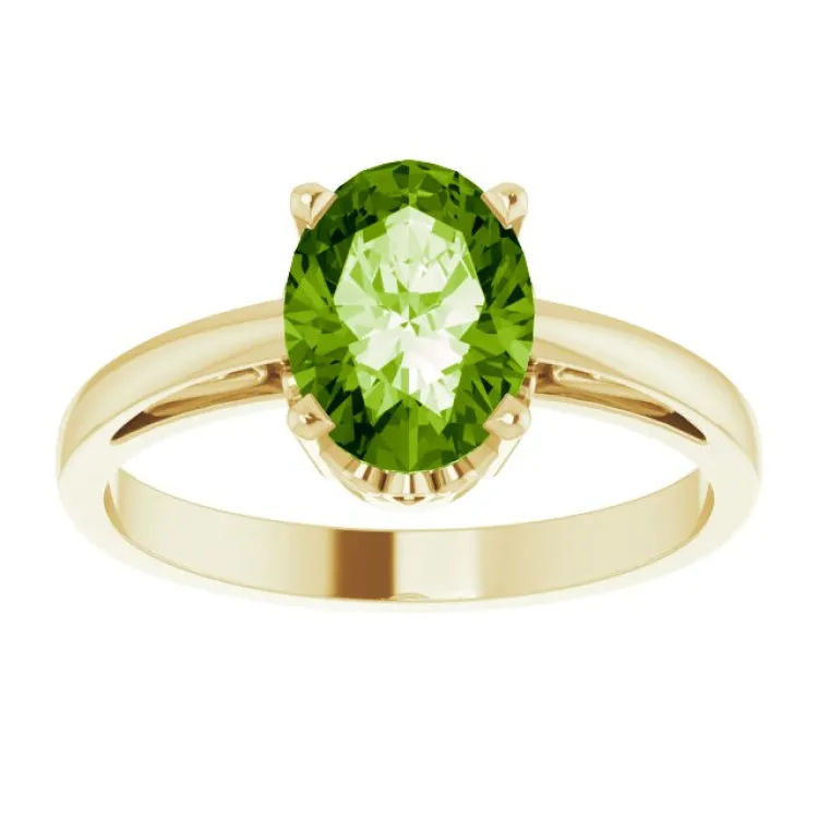 14K Yellow Natural Peridot Solitaire Ring