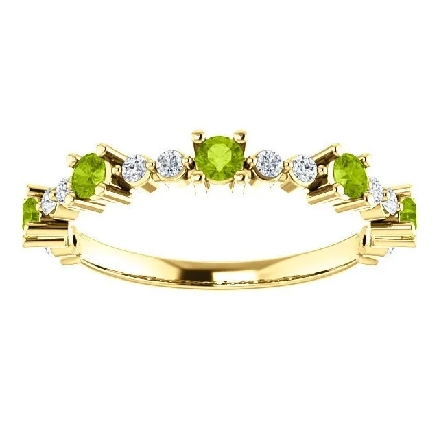14KT GOLD .45 CTW PERIDOT & .20 CTW DIAMOND ACCENT STACKABLE RING