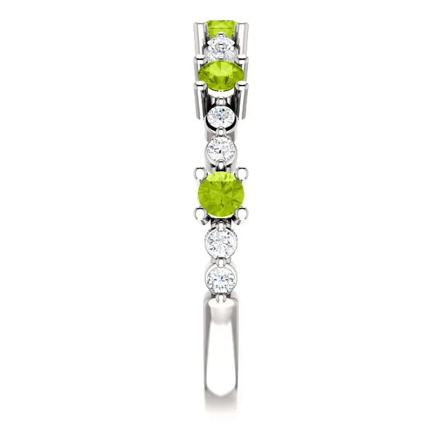 14KT GOLD .45 CTW PERIDOT & .20 CTW DIAMOND ACCENT STACKABLE RING