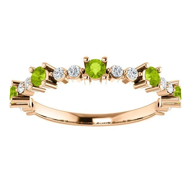 14KT GOLD .45 CTW PERIDOT & .20 CTW DIAMOND ACCENT STACKABLE RING
