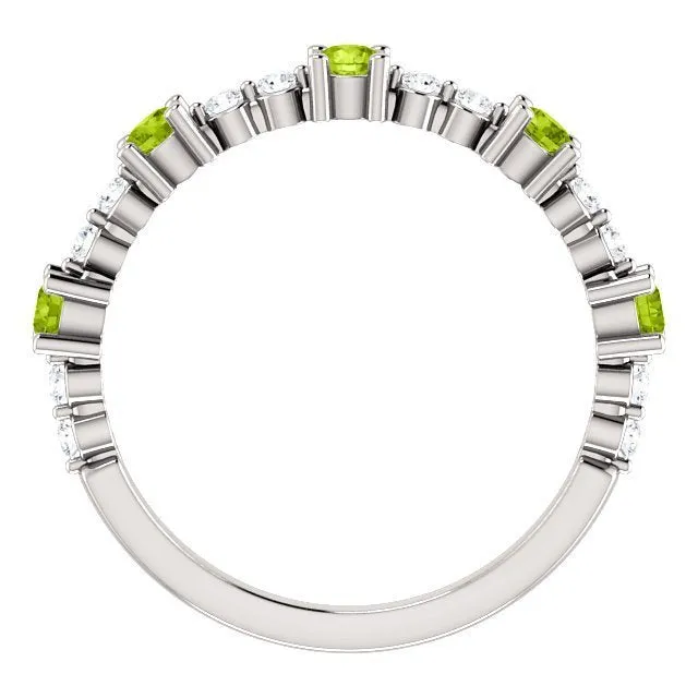 14KT GOLD .45 CTW PERIDOT & .20 CTW DIAMOND ACCENT STACKABLE RING