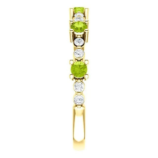 14KT GOLD .45 CTW PERIDOT & .20 CTW DIAMOND ACCENT STACKABLE RING