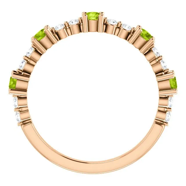 14KT GOLD .45 CTW PERIDOT & .20 CTW DIAMOND ACCENT STACKABLE RING