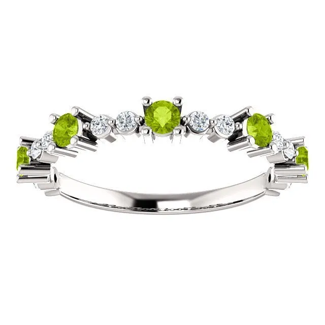 14KT GOLD .45 CTW PERIDOT & .20 CTW DIAMOND ACCENT STACKABLE RING