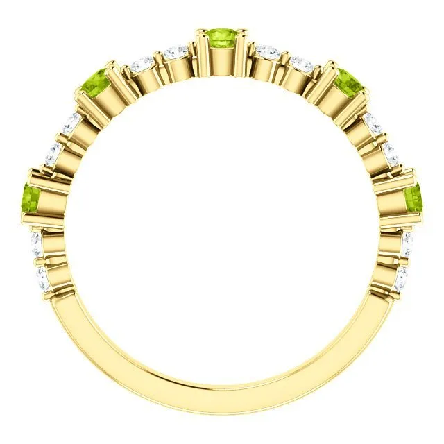 14KT GOLD .45 CTW PERIDOT & .20 CTW DIAMOND ACCENT STACKABLE RING