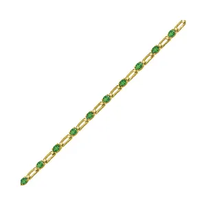 14Kt Yellow Gold Diamond 1/5Ctw & Emerald 1 5/8Ctw Bracelet