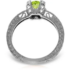 1.8 Carat 14K Solid White Gold Creative Thinking Peridot Diamond Ring