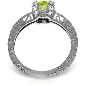1.8 Carat 14K Solid White Gold Creative Thinking Peridot Diamond Ring