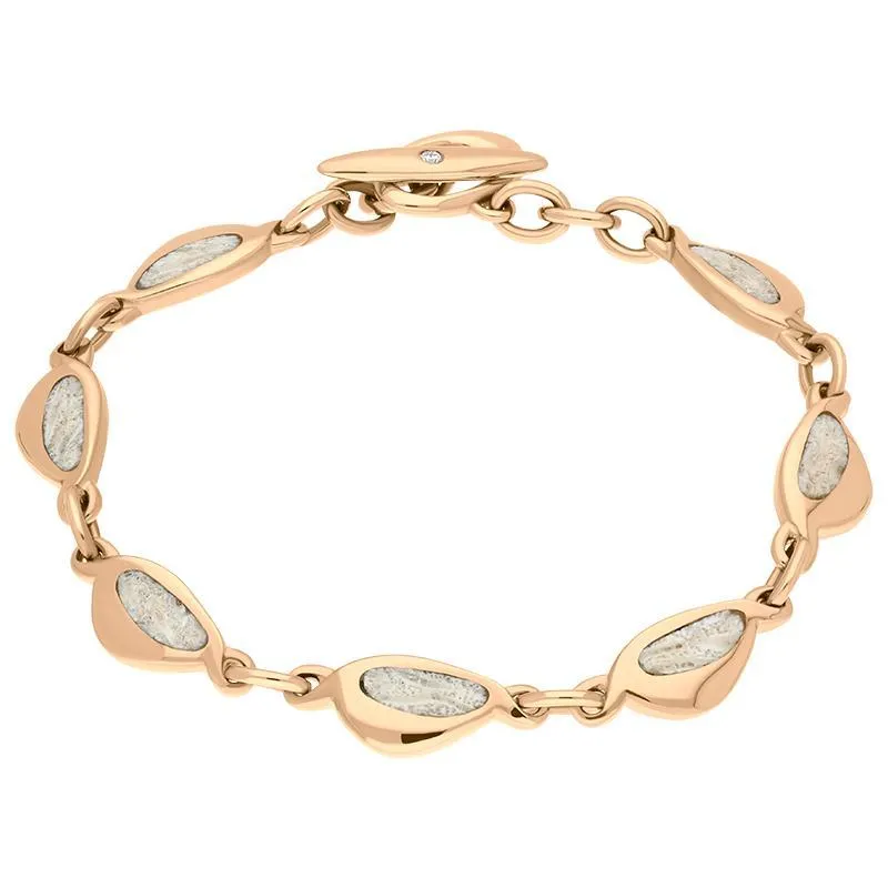 18ct Rose Gold Coquina 0.02ct Diamond Seven Stone Pebble Bracelet