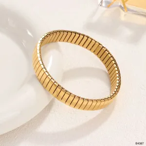 18K Gold Anti Tarnish Flexible Stackable Bracelet For Women