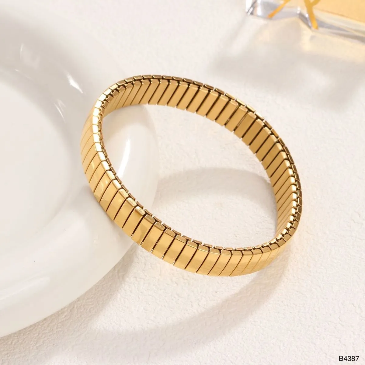 18K Gold Anti Tarnish Flexible Stackable Bracelet For Women