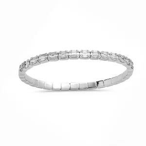 18K Gold Stretch Emerald Cut Illusion Diamond Tennis Bracelet