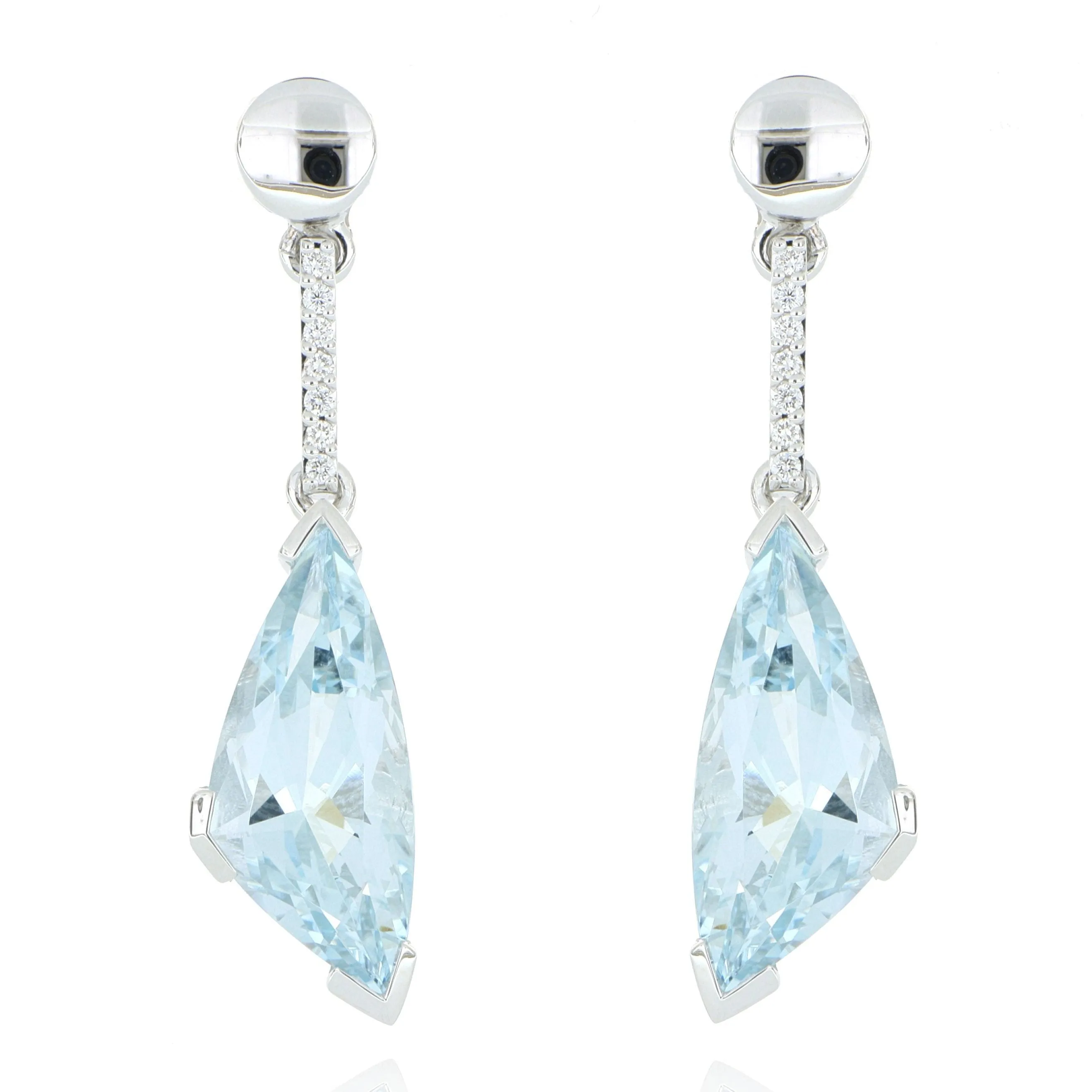 18k White Gold Aquamarine and Diamond Drop Earrings