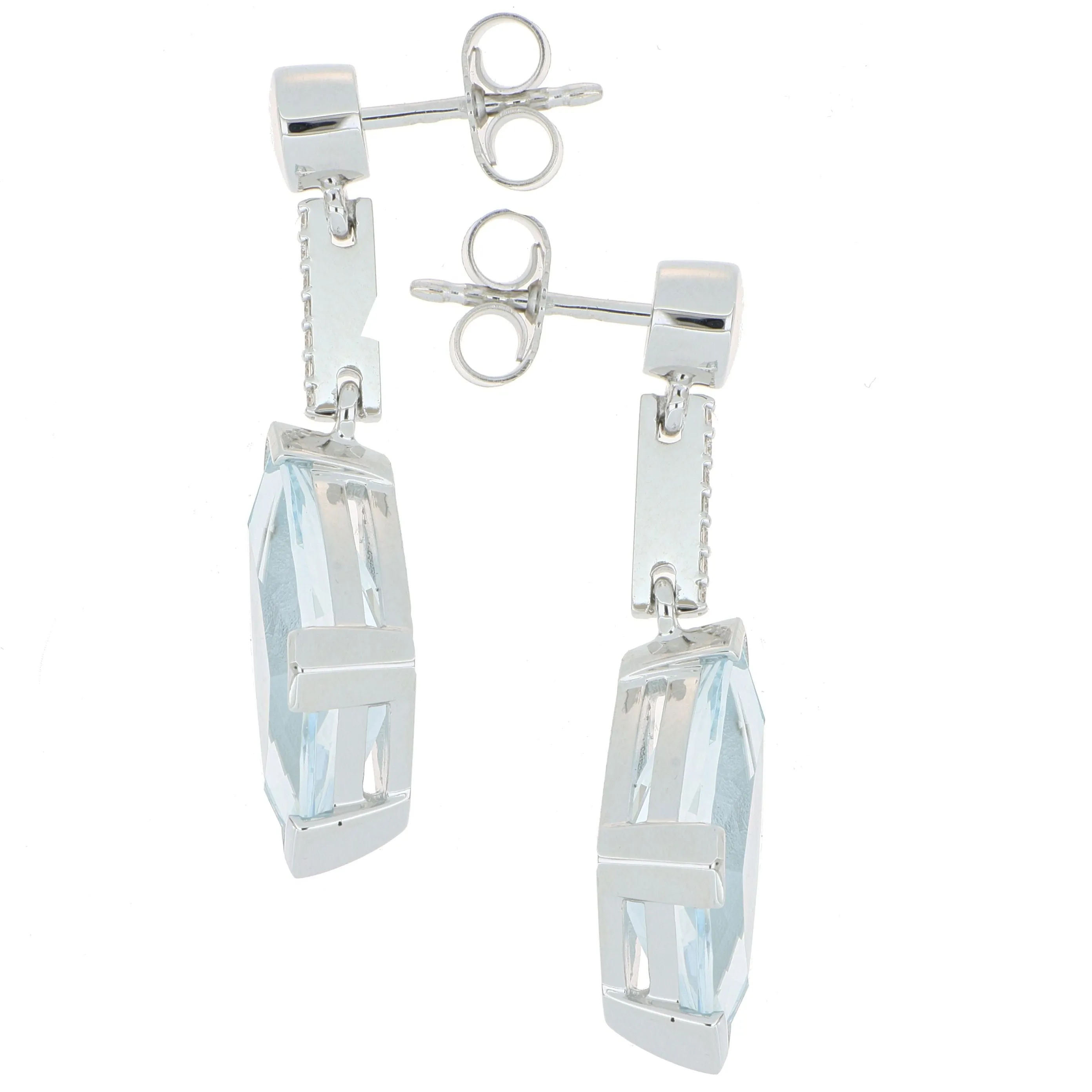 18k White Gold Aquamarine and Diamond Drop Earrings