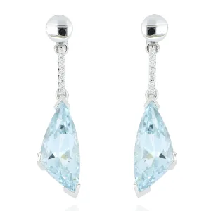 18k White Gold Aquamarine and Diamond Drop Earrings