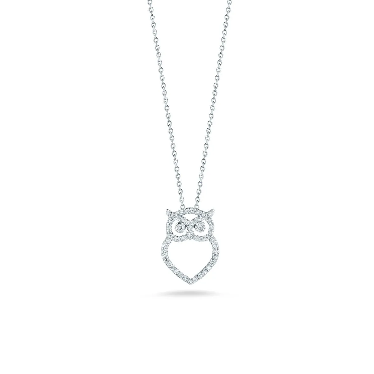 18K White Gold Diamond Owl Pendant