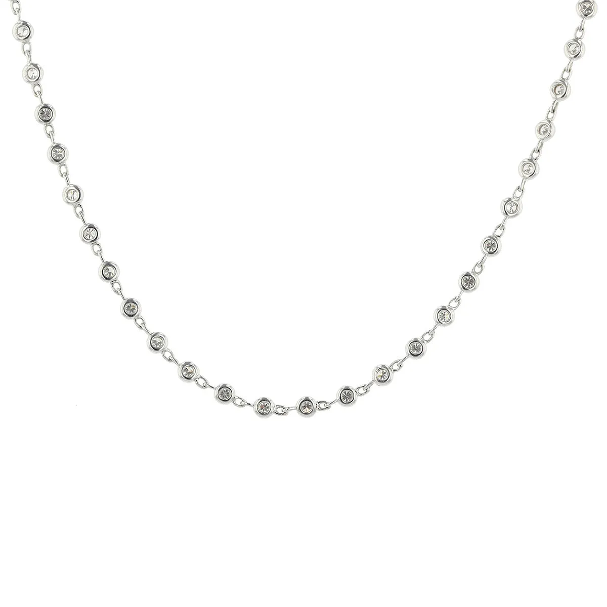18K White Gold Eyelet-Set Diamond Necklace