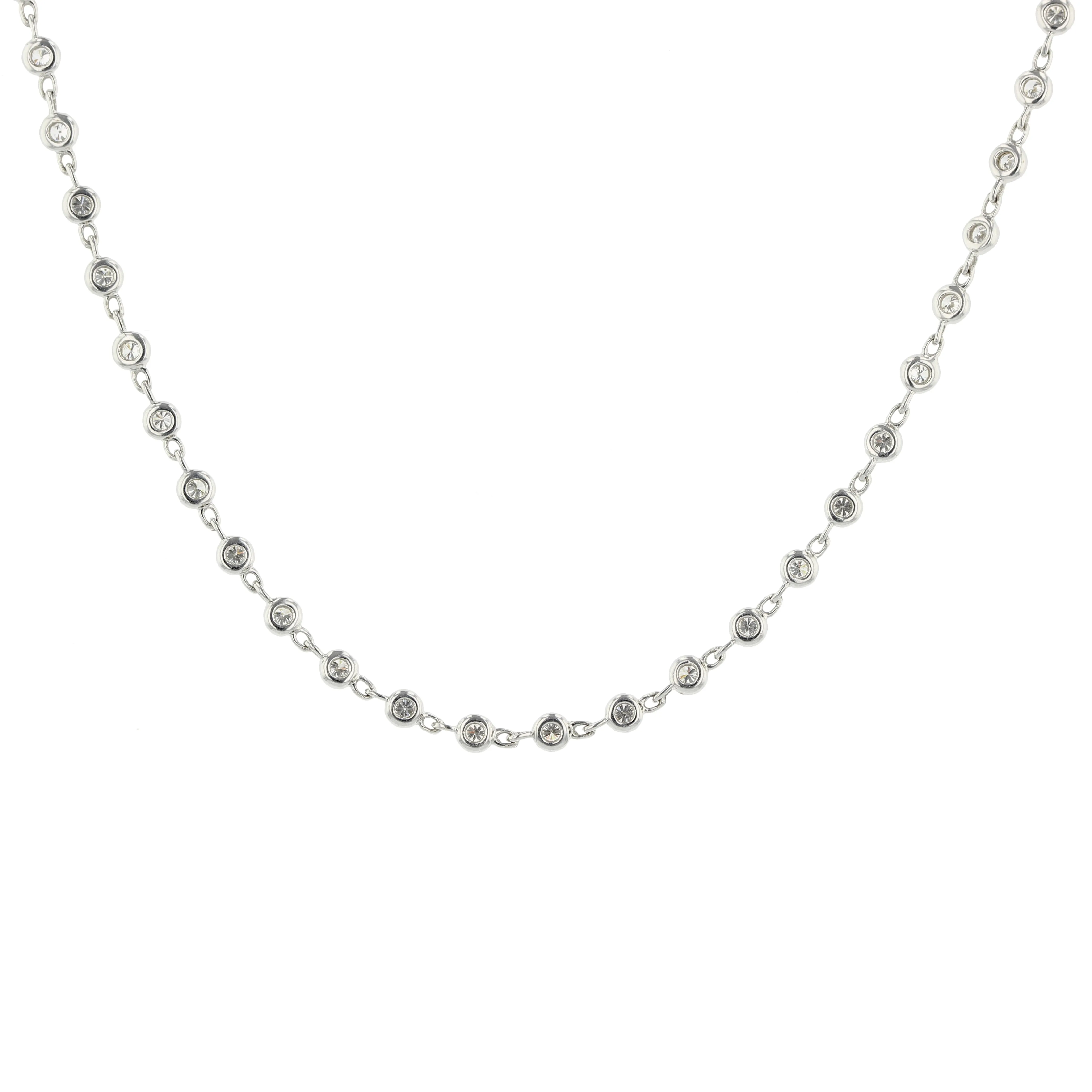 18K White Gold Eyelet-Set Diamond Necklace