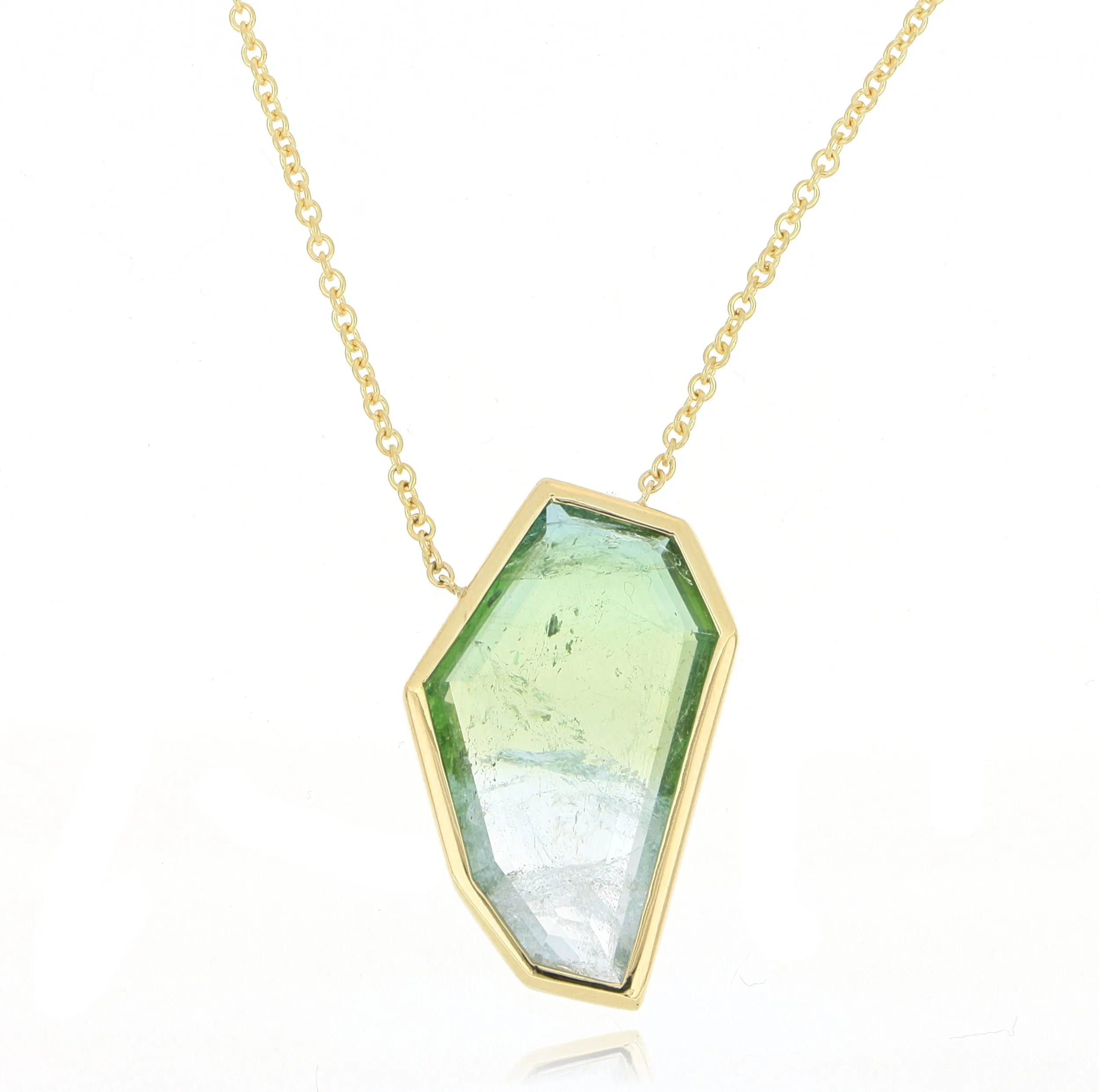 18k Yellow Gold Freeform Bi-Color Tourmaline Necklace