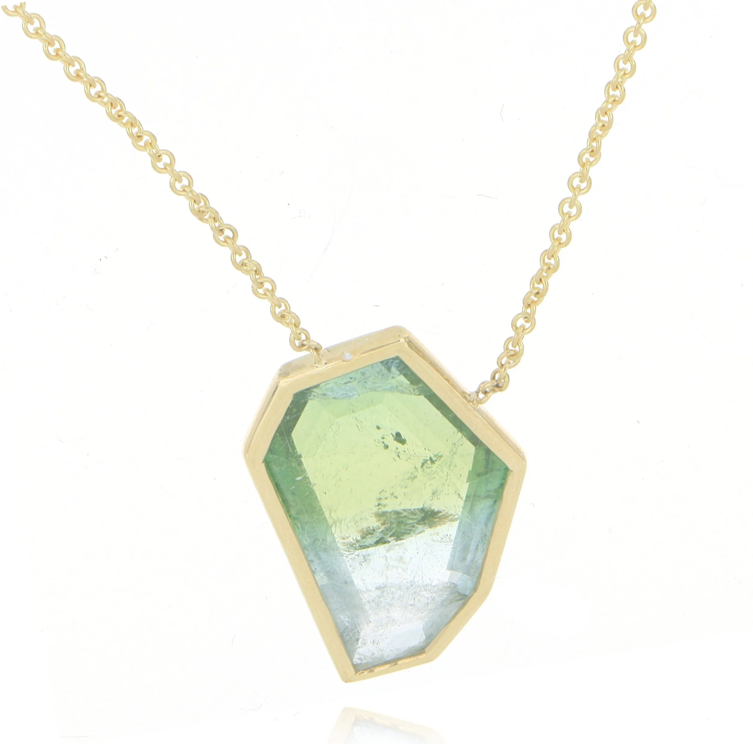 18k Yellow Gold Freeform Bi-Color Tourmaline Necklace
